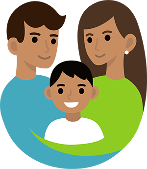 Icon: Two parents and a child
