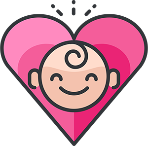 Icon: A baby face inside a heart shape