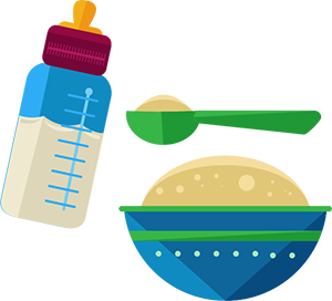Icon: Bottle and bowl of oatmeal