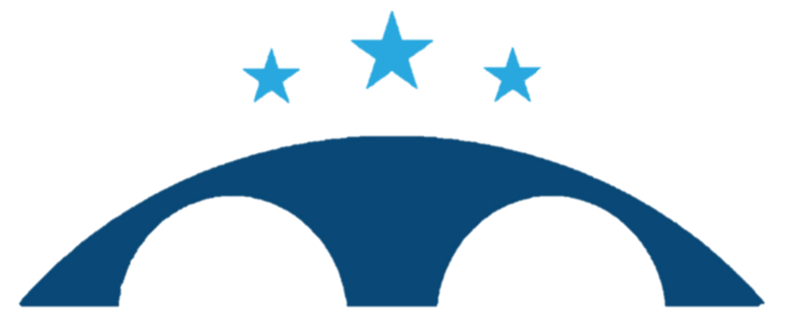 Logo: Kindergarten Sturdy Bridge (an arcing bridge with three stars above it)