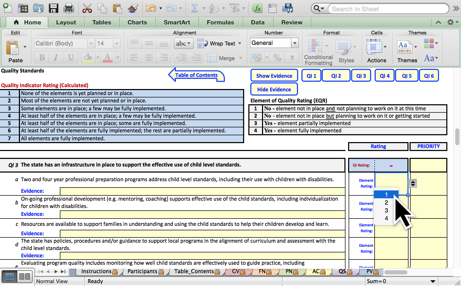 Screenshot: Self-Assessment (Excel Worksheet)